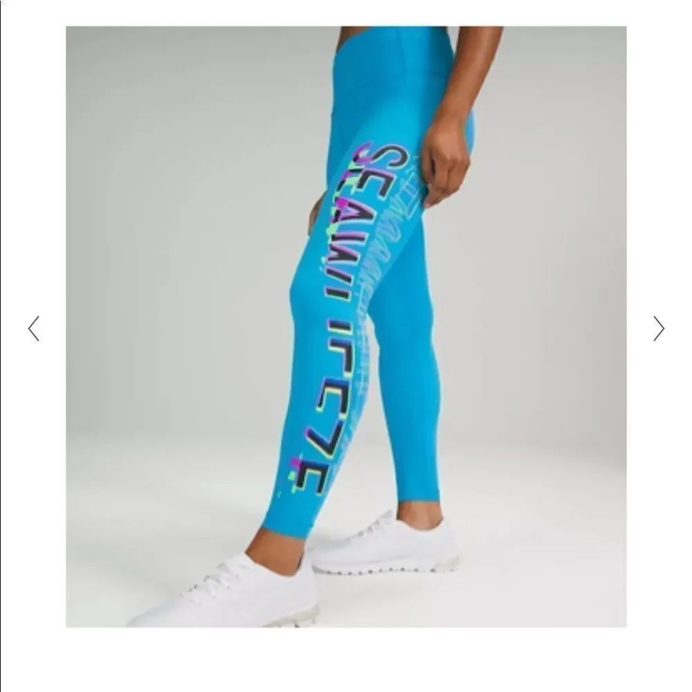 NWT New LULULEMON Speed Wunder Under Tight Seawheeze Turquoise Blue Logo 6